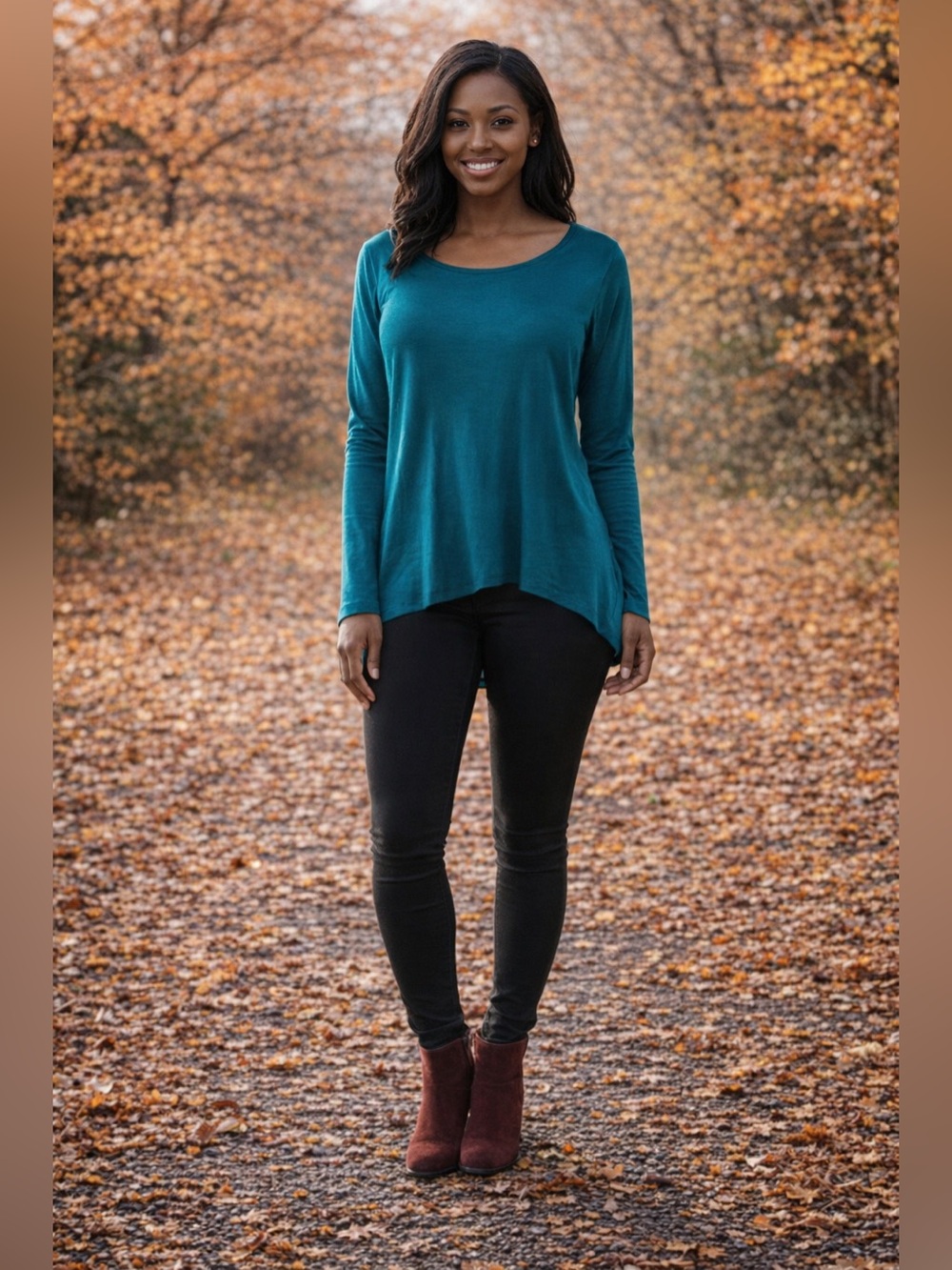 MICHAEL KORS Tile Blue Long Sleeve Crew Neck Mixed Media Hi/Low Top XS NWT $90